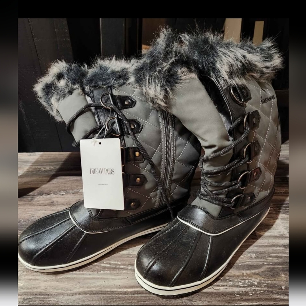 Dream Pairs Black and Gray Winter Boots